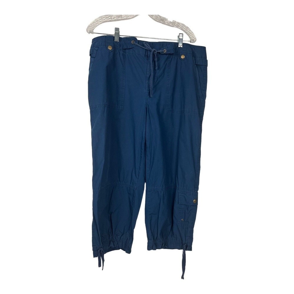 French Laundry Women Cropped Pants Size 16 Blue Sport Cotton